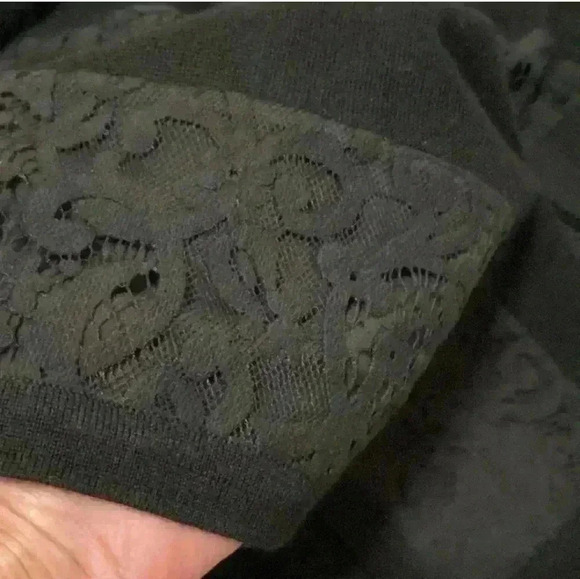 🌻ANN TAYLOR Black Merino Wool Blend Lace 3/4 Sweater - Picture 3 of 5